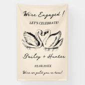 hand drawn Couple Swan Whimsical Wedding 横断幕 (縦)