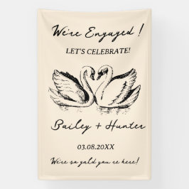 hand drawn Couple Swan Whimsical Wedding 横断幕