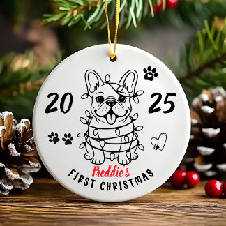 Hand drawn custom French Bulldog セラミックオーナメント