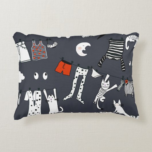 Hand drawn cute cartoon seamless pattern illustrat アクセントクッション (正面)