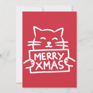 Hand Drawn Cute Cat Merry Xmas シーズンカード