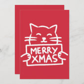 Hand Drawn Cute Cat Merry Xmas シーズンカード (正面/裏面)