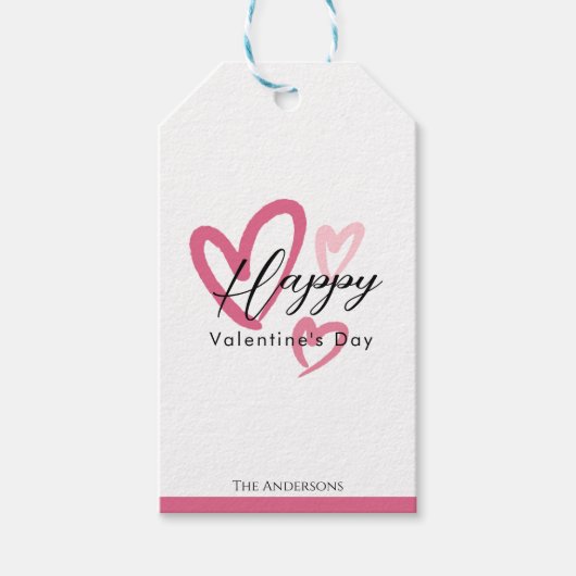 Hand-drawn Cute Hearts Happy Valentine's Day   ギフトタグ (正面)