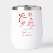 Hand Drawn Cute Pink Red Birthday Doodles Party (正面)