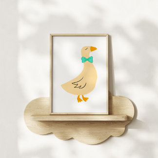 Hand-Drawn Dapper Goose Nursery Art ポスター