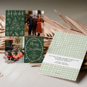 Hand Drawn Dark Green Merry Christmas 2 Photo シーズンカード