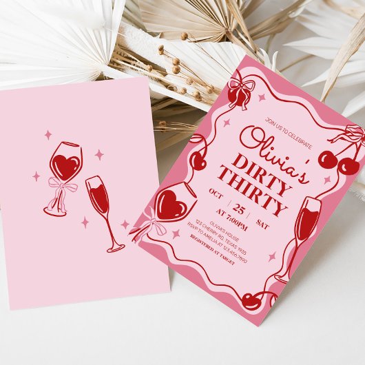 Hand Drawn Dirty Thirty Birthday Party 招待状