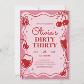 Hand Drawn Dirty Thirty Birthday Party 招待状 (正面)