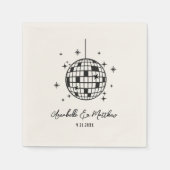 Hand Drawn Disco Retro Wedding スタンダードカクテルナプキン (正面)