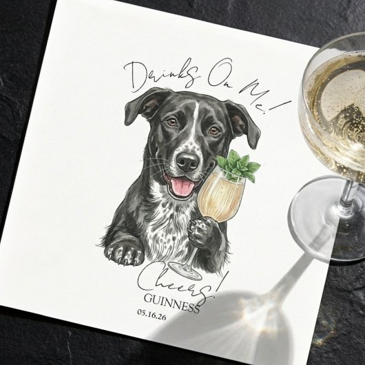 Hand Drawn Dog Portrait Signature Drink  スタンダードカクテルナプキン