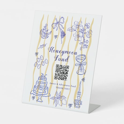 Hand drawn Dolce Vita Bridal Shower Honeymoon Fund 台座サイン (正面)