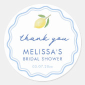 Hand-drawn Dolce Vita Lemon Bridal Shower Favor ラウンドシール (正面)