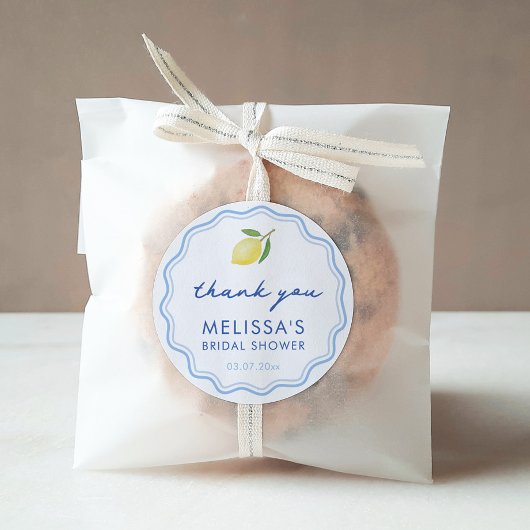 Hand-drawn Dolce Vita Lemon Bridal Shower Favor ラウンドシール