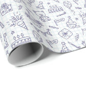 Hand-Drawn Doodle Birthday Wrapping Paper ラッピングペーパー (ロールコーナー)