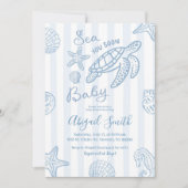 Hand Drawn Doodle Blue All Sea You Soon Baby 招待状 (正面)