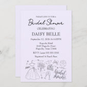 Hand Drawn Doodle Bridal Shower 招待状 (正面/裏面)