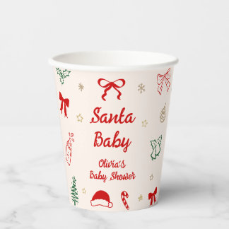 Hand Drawn Doodle Christmas Santa Baby Shower  紙コップ