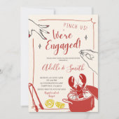 Hand Drawn Doodle crawfish boil engagement 招待状 (正面)