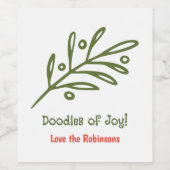 Hand-Drawn Doodle Custom Holiday Christmas Cheer ワインラベル (シングルラベル)