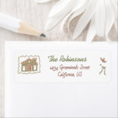 Hand Drawn doodle green peach christmas ラベル (インサイチュ)