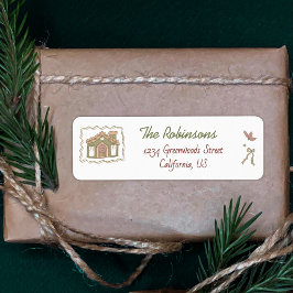 Hand Drawn doodle green peach christmas ラベル