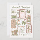 Hand Drawn doodle green peach christmas greeting カード (正面)