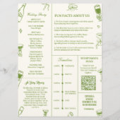 Hand Drawn Doodle Green Wedding  Program プログラム (裏面)