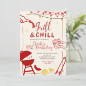 Hand Drawn Doodle Grill and Chill BBQ party invita 招待状 (スタンド正面)