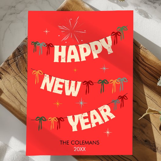 Hand Drawn doodle happy new year red greetings シーズンカード