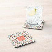 Hand Drawn Doodle Ladybugs Monogram Coaster コースター (右側)