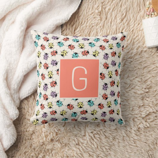 Hand Drawn Doodle Ladybugs Personalized Cushion クッション (ブランケット)