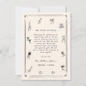 Hand Drawn Doodle Old Money Wedding Photo サンキューカード (裏面)