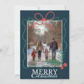 Hand-drawn doodle teal blue Merry Christmas  シーズンカード (正面)
