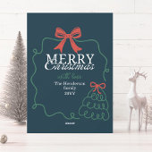 Hand-drawn doodle teal blue Merry Christmas  シーズンカード