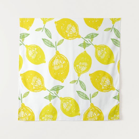 Hand drawn doodle tropical fruit pattern backgroun タペストリー (正面)