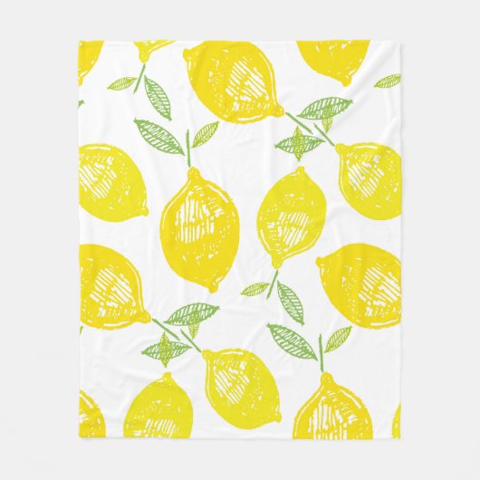 Hand drawn doodle tropical fruit pattern backgroun フリースブランケット (正面)