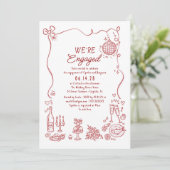 Hand Drawn Doodle Whimsical Engagement Party Photo 招待状 (スタンド正面)