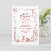 Hand Drawn Doodle Whimsical Engagement Party Photo 招待状 (スタンド正面)