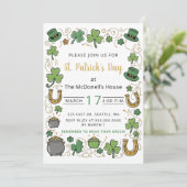 Hand Drawn Doodle Whimsical St Patricks Day 招待状 (スタンド正面)