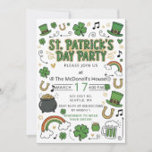 Hand Drawn Doodle Whimsical St Patricks Day  招待状 (正面)