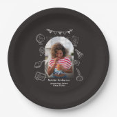 Hand Drawn Doodles Black Arch Photo Graduate Party ペーパープレート (正面)