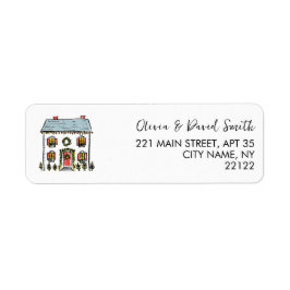 Hand-Drawn Doodles Festive Home Return Address ラベル