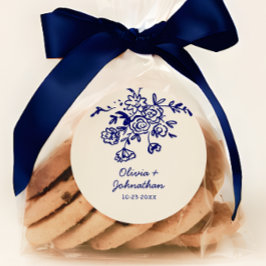 Hand Drawn Doodles Floral Wedding ラウンドシール