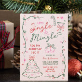 Hand-Drawn Doodles Mingle & Jingle Christmas Party 招待状