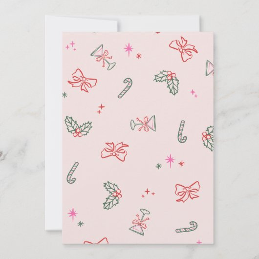 Hand-Drawn Doodles Mingle & Jingle Christmas Party 招待状 (裏面)