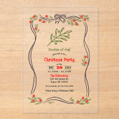 Hand-Drawn Doodles of Joy Clear Christmas Party アクリル招待状 (正面)