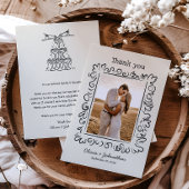 Hand Drawn Doodles Wedding サンキューカード