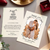 Hand Drawn Doodles Wedding サンキューカード