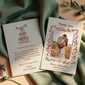 Hand Drawn Doodles Wedding サンキューカード