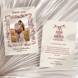 Hand Drawn Doodles Wedding サンキューカード